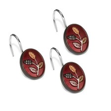 12 PCS Aubury Shower Curtain Hooks Burgundy Rust Resistant Heavy Duty Glide