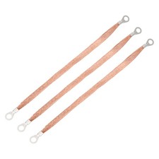 3Pcs Automotive Flat Braided Ground Strap 12" x 0.4" with Terminal Plugs