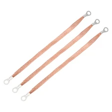 3Pcs Automotive Flat Braided Ground Strap 12" x 0.4" with Terminal Plugs