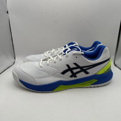 ASICS Gel-Dedicate 8 Pickleball Shoes White/Lime Green/Blue (Men s 14)