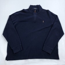 Polo Ralph Lauren Men's XL Navy Blue 100 Cotton 1/4 Zip Pullover Sweater Knit