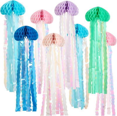 under the Sea Party Decorations, 8 Pcs Jellyfish Honeycomb Decorations, for Merm