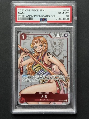 One Piece TCG Nami 2022 Japanese Premium 25th Anniversary OP01-016 Promo PSA 10