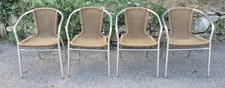Set of 4 Rattan Aluminium Frame Garden Chairs Stacking Patio Café Bistro Chair
