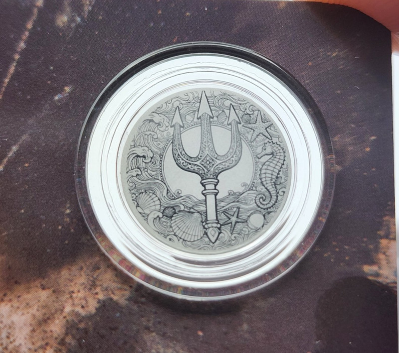 2026 Poseidon Liberia Silver Coin 1/1000 Oz in COA Card 