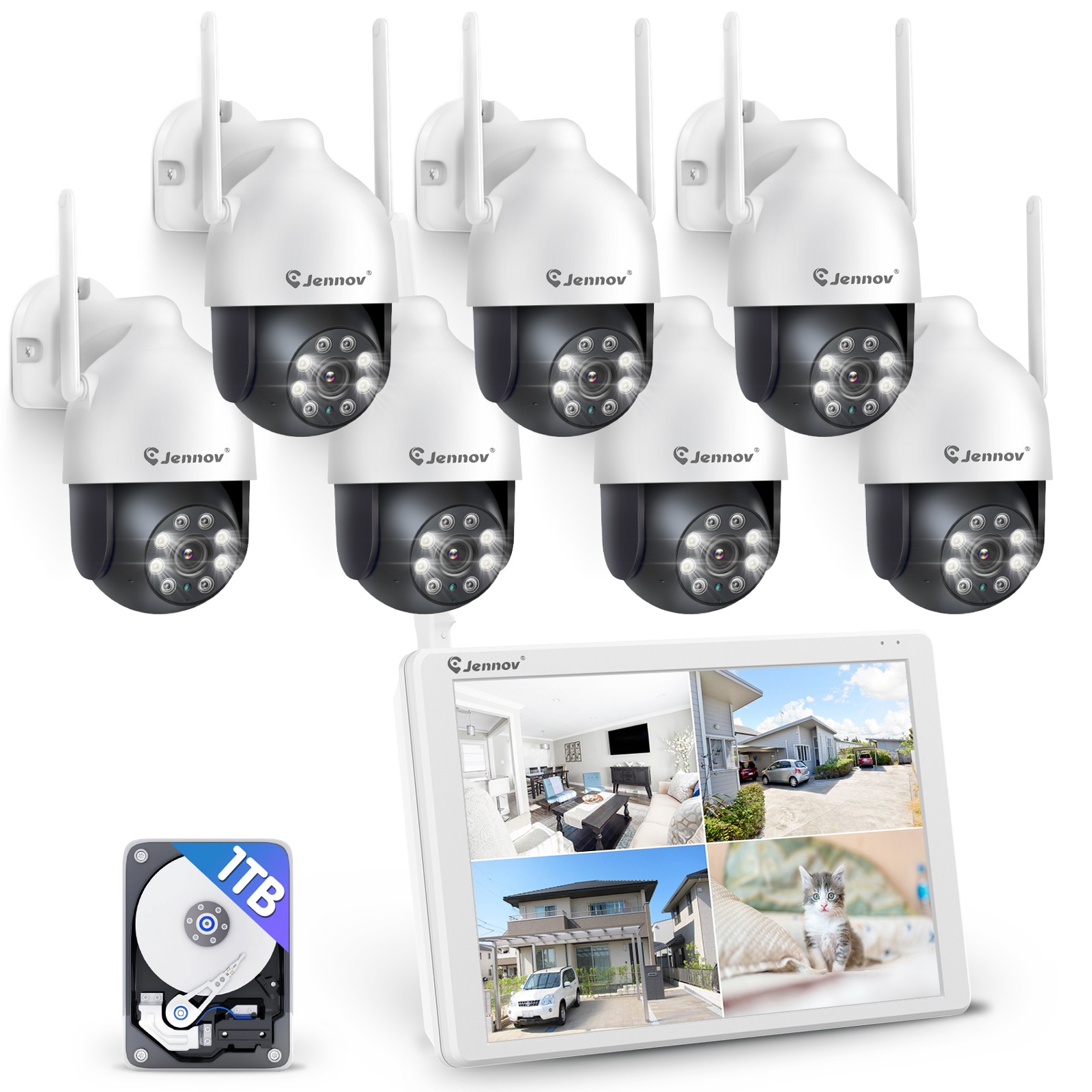 Wireless CCTV Camera System with Monitor 10CH NVR 5MP Security Cameras Outdoor