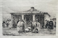 Emile Boilvin, Kavalleriesoldaten, Radierung, Festwasser, 19. Jh.