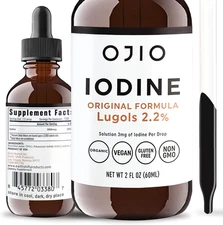 Iodine Solution 2% Liquid Drops High Potency 2oz Oral Supplement Energy Health