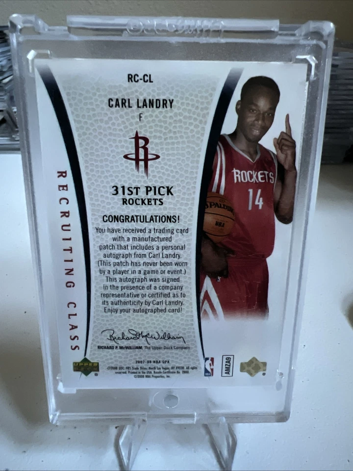 2007-08 Upper Deck NBA SPA Carl Landry Auto Patch 10/15 - Image 2 of 2