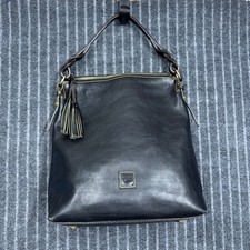 Borsa hobo Dooney & Bourke fiorentina in pelle nera con manico intrecciato nappa