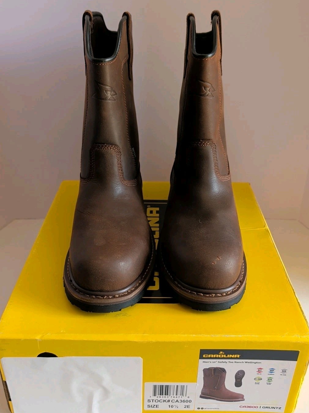 Carolina CA3600 Gruntz Mens 10.5 2E Wide Steel Toe Waterproof Work Boots Defect