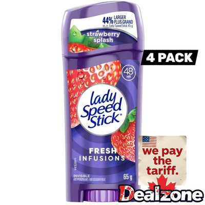 4x Lady Speed Stick Strawberry Splash Fresh Infusions Deodorant 2.3 oz 65g New
