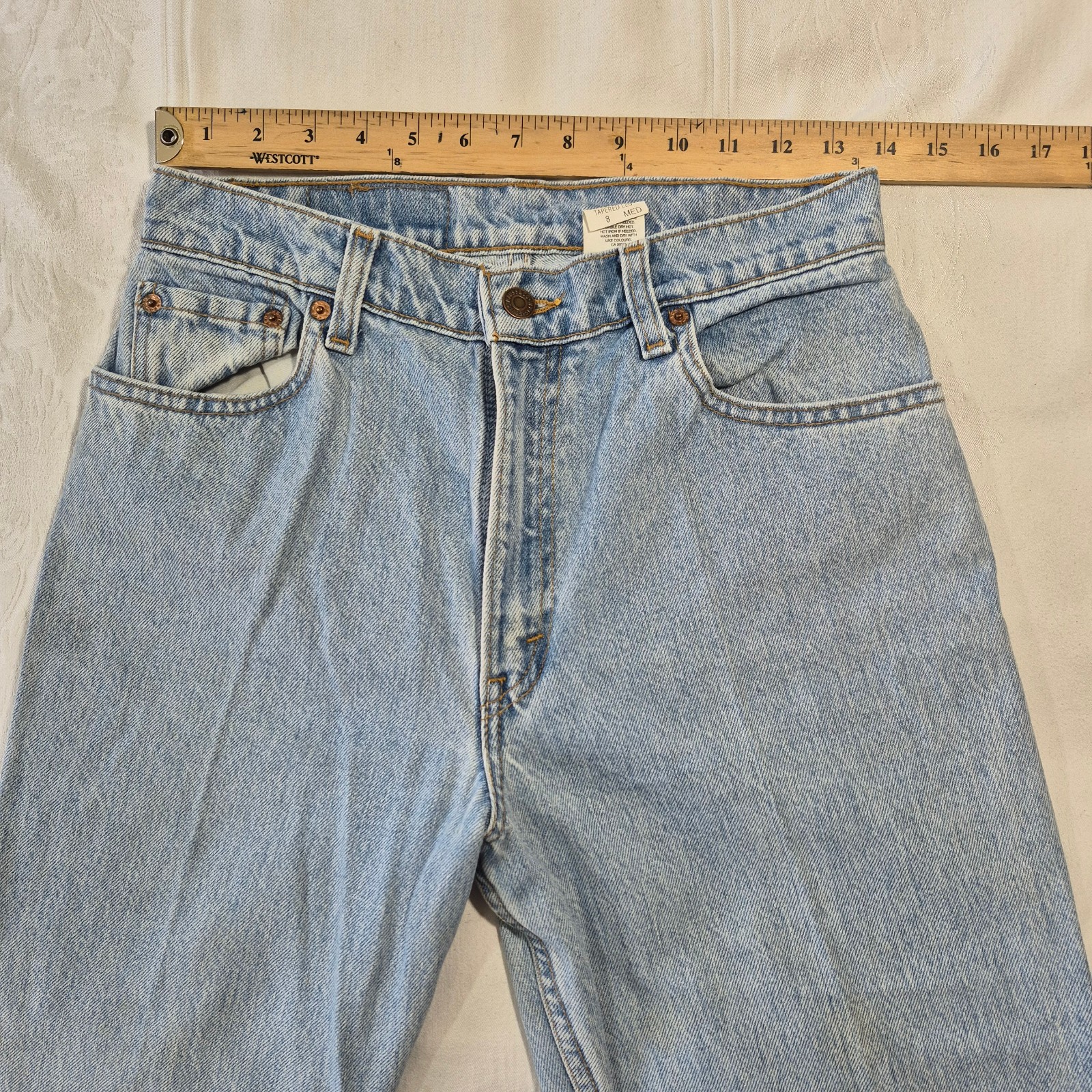 VTG LEVIS 550 JEANS RELAXED FIT TAPERED LEG SIXE 8 MEDIUM 28x30 MADE IN CANADA thumbnail 8