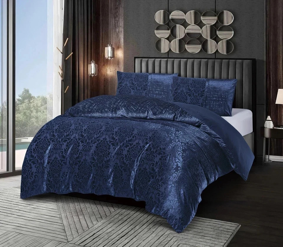 Navy Blue - Jacquard Duvet Cover