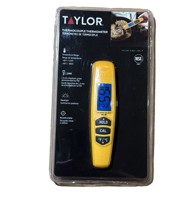 TAYLOR 9867FDA Folding Probe Thermometer, 10'', Yellow, Antimicrobial Casing