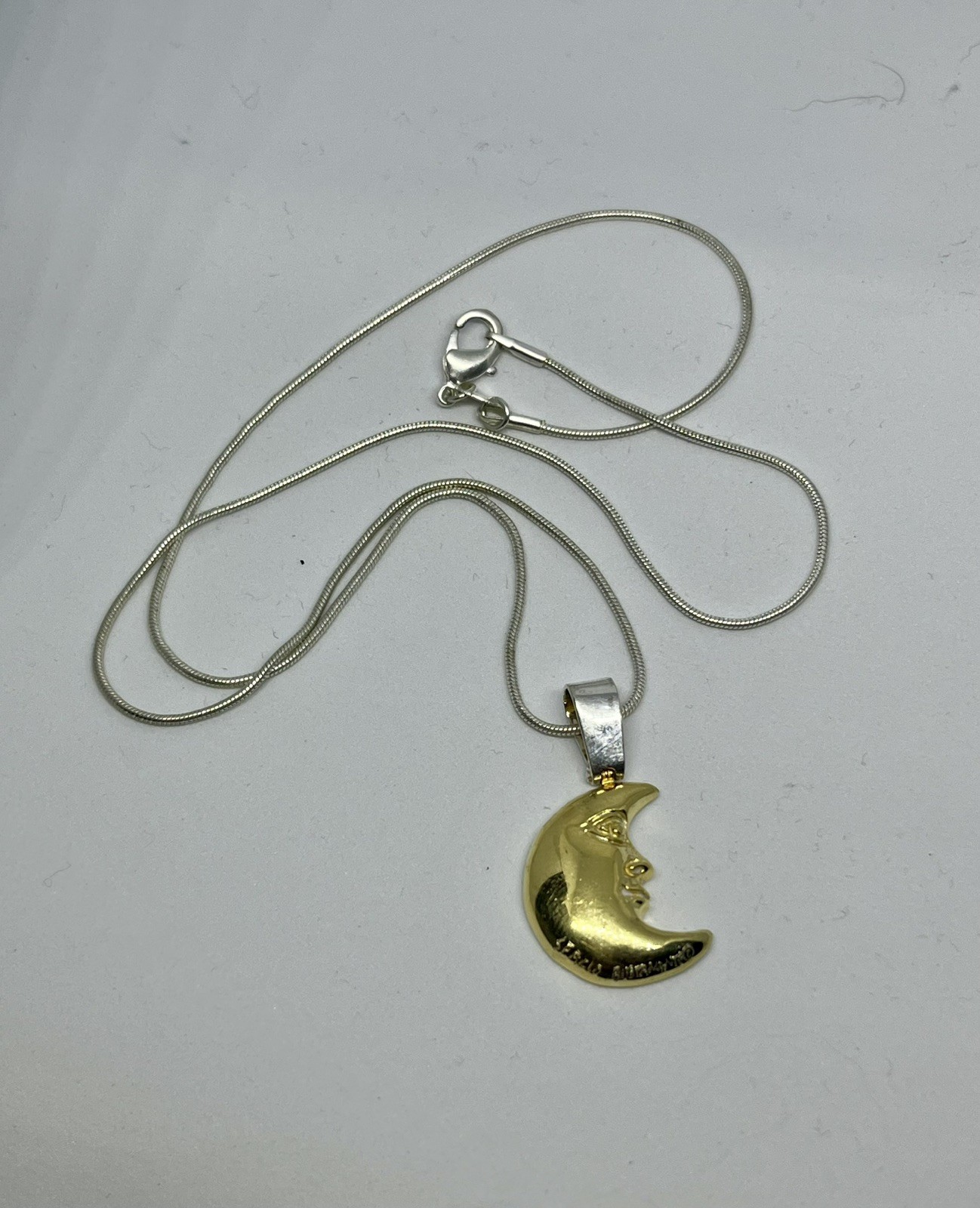 Celestial moon face whimsy goth sterling silver v… - image 1