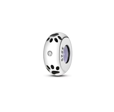 Pet Paw Print Spacer Charm, S925 Sterling Silber