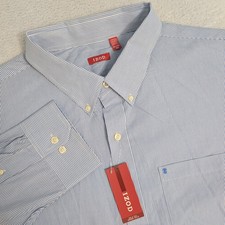 NEW IZOD Men's Button Down Long Sleeve Dress Shirt Blue American Dream 3XL B T