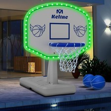LED Pool Basketball Hoop Poolside, Oversized Water Basketball Hoop with Super Br