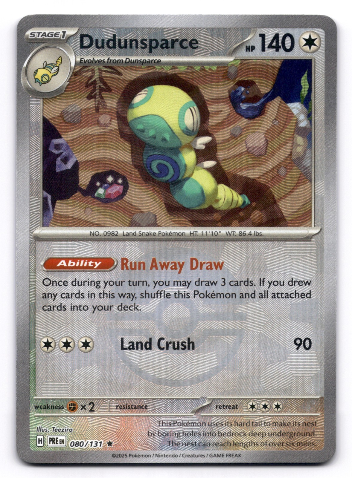 Dudunsparce NM 080/131 Sv: Prismatic Evolutions Pokemon TCG Pokeball Holo