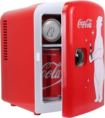 Coca-Cola 4L 6 Dosen Tragbarer Mini Kühlschrank, Kühlbox/Wärmer, Kompakter Persönlicher Kühlschrank