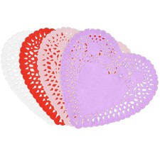 100 Pcs 8 Inch Large Valentine Heart Doilies 8", pink red purple white