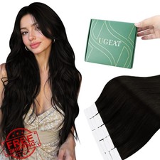 Ugeat Tape In Hair Extensions Dark Brown Human Hair 18 Inch 20Pcs