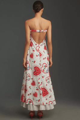 New Anthropologie For Love & Lemons Daisy Mae Strapless Midi Dress sz L |  eBay