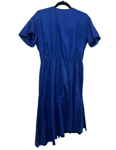 Mugler, Vintage Thierry Mugler Paris dress 42 M Royal Blue Asymmetrical Wrap Midi 1980s
