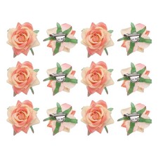 12 Pcs Rose Flower Hair Clips 3 Inch Flower Hair Pins Flower Brooch Orange