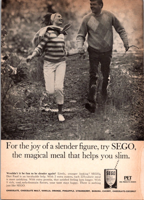 SEGO Diet Food Vintage Magazine Ad 1960s Black White Couple Retro Original Print