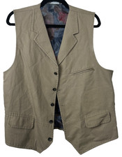 Patrick James Vest Mens L Beige KS91W Rose Wash West Coast Classic Button D46