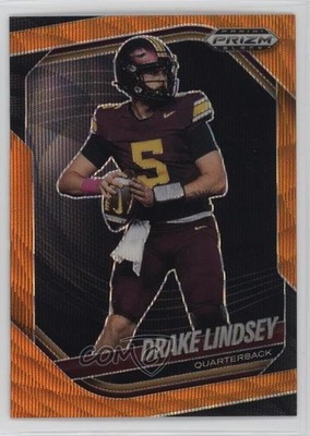 2025 Panini Prizm Black Prospects Orange Wave 28/60 Drake Lindsey #166 rw6