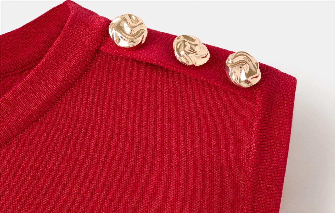 NWT mango Peplum knit dress with buttons thumbnail 5