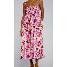 Ulla Johnson Lucille Floral Empire-Waist Dress Azalea Floral Size 14 New