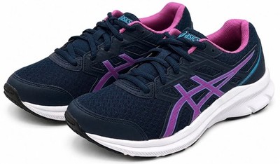 ASICS Jolt 3 Womens 5 Navy Pink Glow Athletic Running Walking Gym Shoes 1014A203