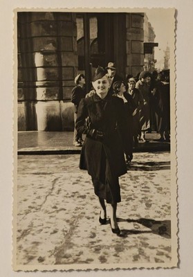 Postcard Elegant Woman Street Fashion c1940 Snapshot Street Scene with Woman Fashion