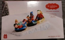 New St. Nicholas Square Village Accessory Children Sledding  Illuminated 