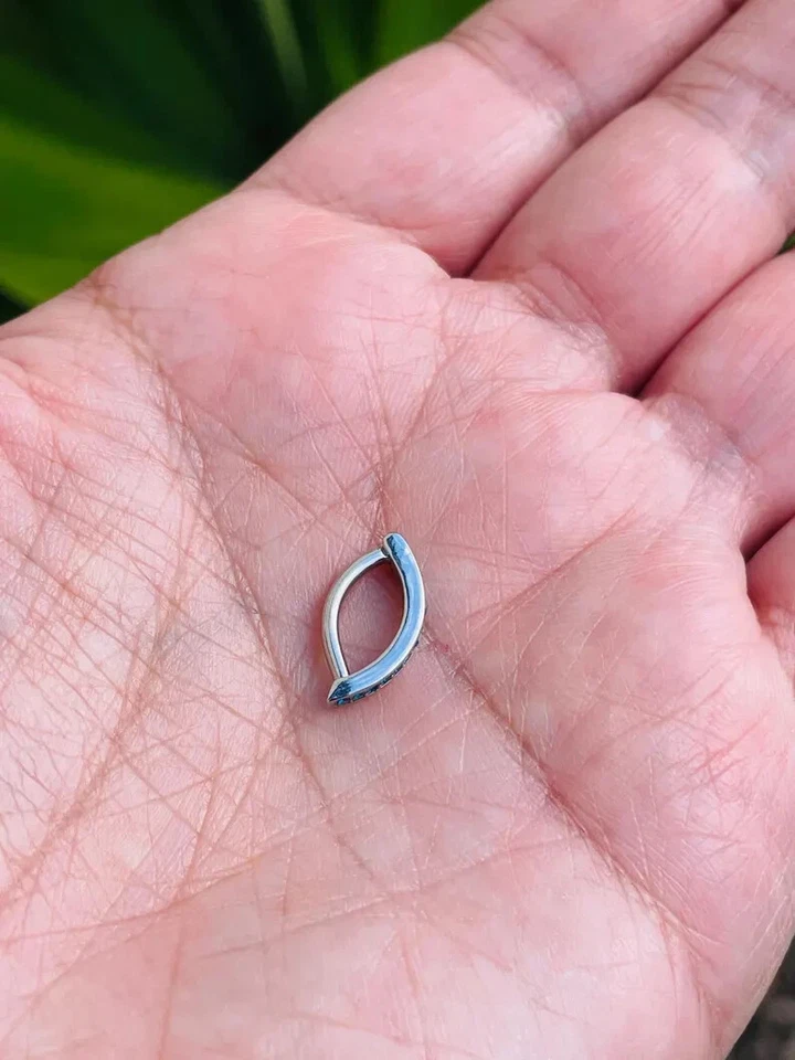 Anillo ombligo oro macizo 14k ajuste punta anillo ombligo zafiros azules naturales Foto 2 de 3