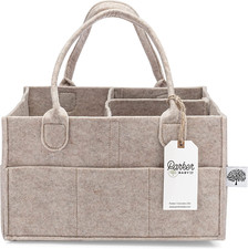Parker Baby Diaper Caddy Nursery Storage Bin for Diapers and Baby Wipes Oatmeal