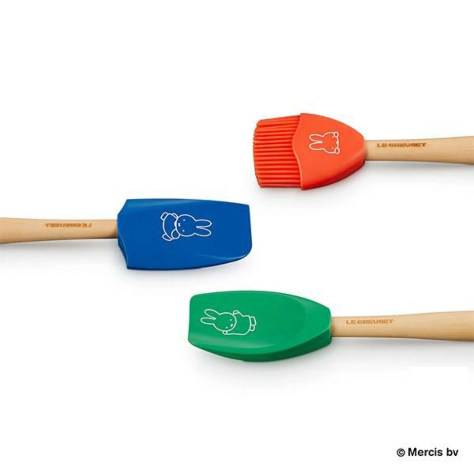 Le Creuset Miffy Spatula 3 pcs Set Spoon Basting Brush Wooden Handle Limited Box - Image 3 of 4