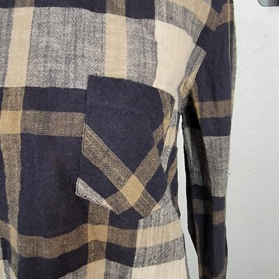 トップス L.L.BEAN Wool Buffalo Check Shirts Leon & Harper SZ S Tunic Top Pocket Back Button Up Plaid Lagenlook
