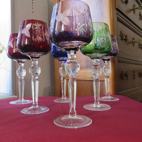 6 verres roemer de couleur en cristal de lorraine H 21,3 cm - Imagen 5 de 12
