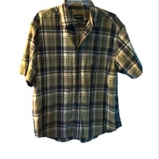 Eddie Bauer shirt, Men's XXL, plaid button down, rustic brown, 100 cotton 