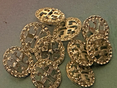 10 TORY BURCH NEW YORK SILBER STRASS KNÖPFE HEMD/BLUSE/CARDI 10-12 MM