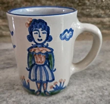M A Hadley Pottery Farm Wife Woman Mug Coffee Cup Signed "The End" READ