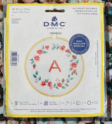 New DMC  Wreath  Counted Cross Stitch Kit in Original Pack - Includes Everything