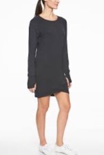 Athleta Cross Cross Sweatshirt Dress Women’s Small Black Long Sleeve Thumbhole
