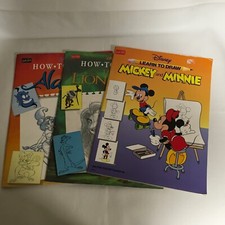 Disney Learn To Draw Mickey Minnie Lion King Aladdin Walter Foster 1991