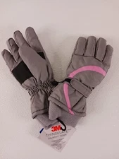 Vintage 3M Thinsulate Womens Polar Extreme Sz L XL Waterproof Gloves Gray Pink